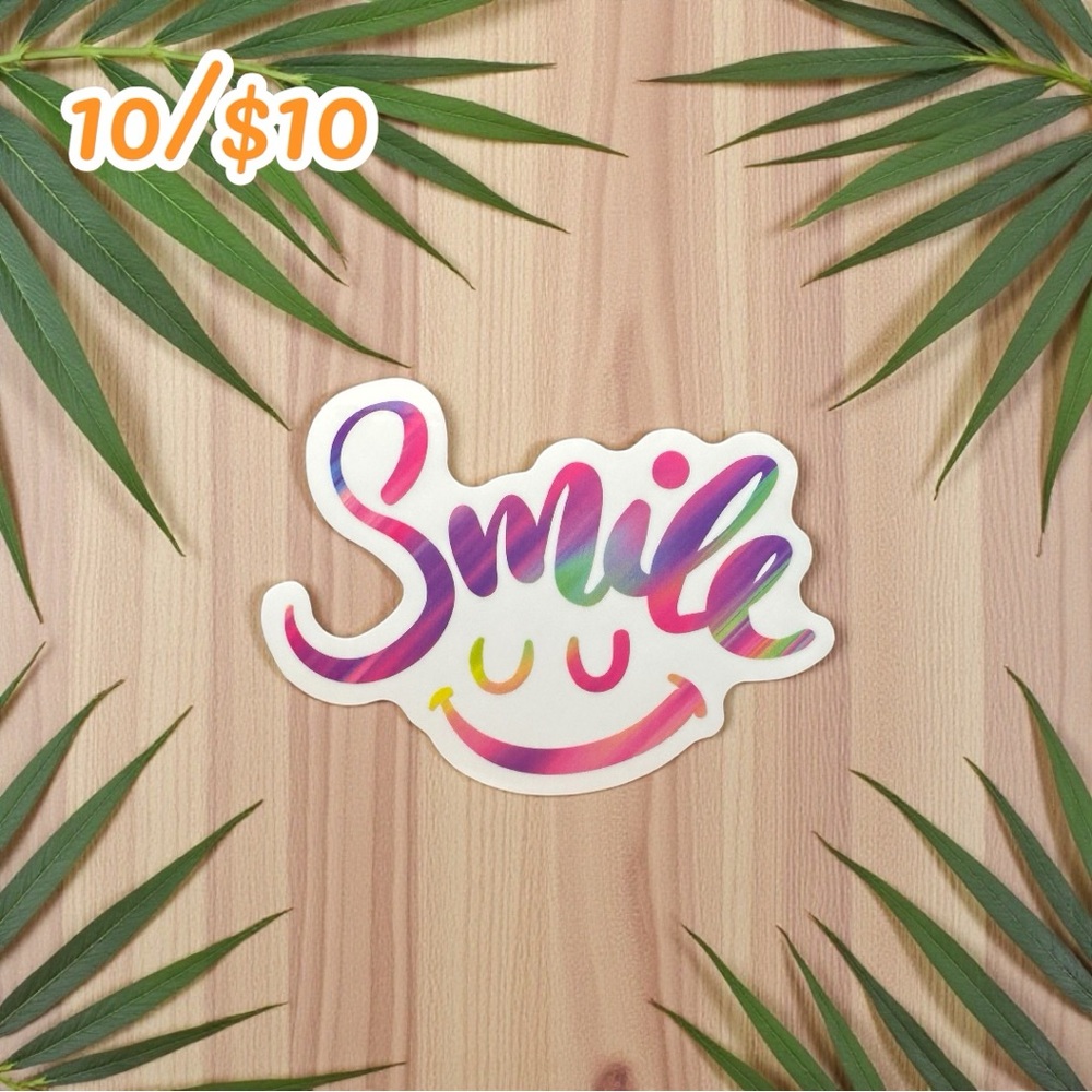 Rainbow Smile Vinyl Sticker – Positive Vibes Happy Face Decal